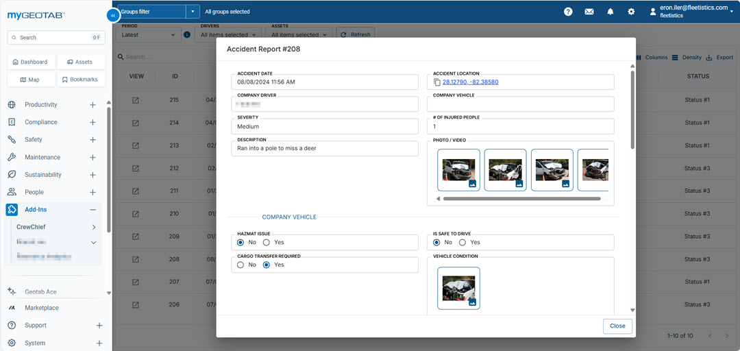 Accident Report Details with media