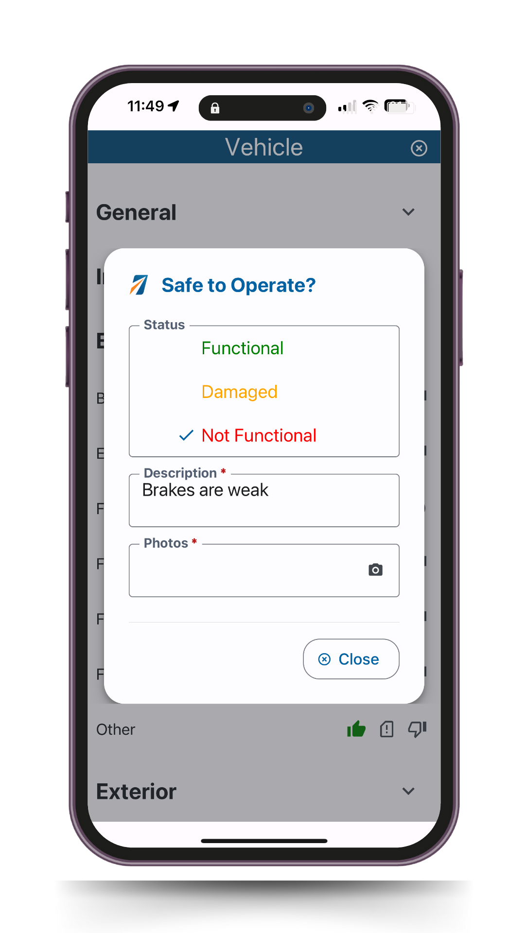 Vehicle Inspection Software SOS Safety Mobile App