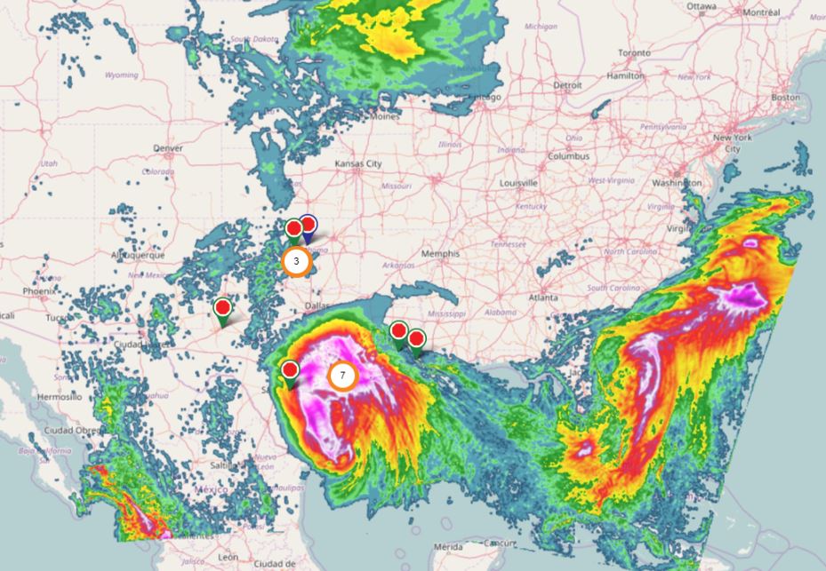 National Rainfall Map for Trucking Dispatching