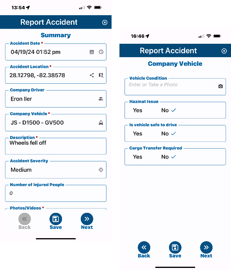 Accident Reporting CrewChief Mobile App accident reporting
